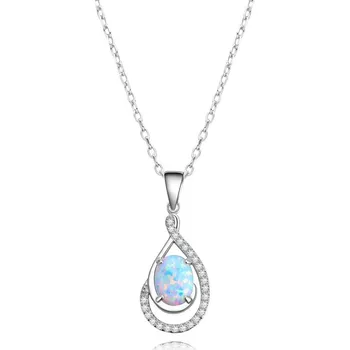 Náhrdelník 4U Stříbrný náhrdelník s bílým opálem Katja