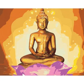 Diamondi Diamantové malování - BUDDHA V LOTOSU II Rozměr: 40x50 cm, Rámování: bez rámu a bez vypnutí plátna