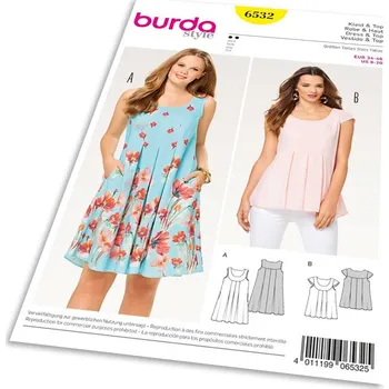 Střih Burda 6532 - Halenka, letní šaty, balonové šaty