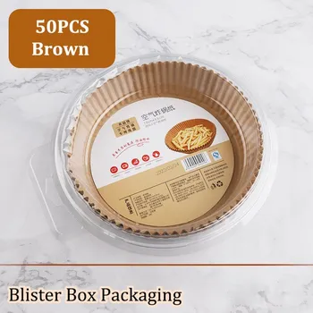 Pečicí papír (pergamenový) kulatý vhodný do horkovzdušné fritézy (balený v pevném boxu) Množství: 50 Box Packaging hnědý