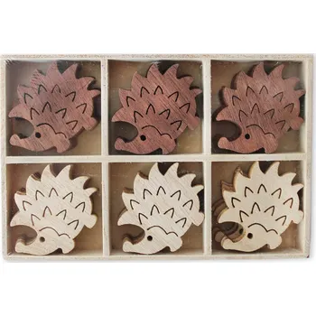 Ježek přízdoba dřevo 24ks/4cm hnědá