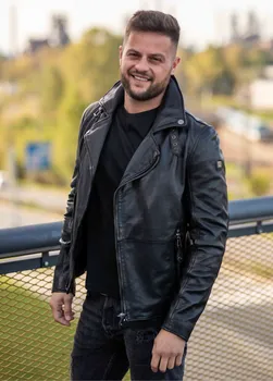 Pánský křivák Pánský černý kožený křivák Mavric Divoký býk Velikost XL
