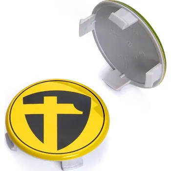 Alu kolo Středová krytka alu kola Ø 69/75 mm Tomason K-008,M74,5 žlutý plast, černé logo