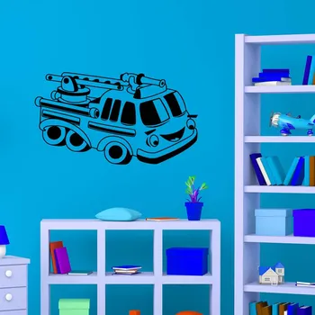 Samolepící dekorace Živá Zeď Samolepka na zeď Hasičské autíčko Barva: černá