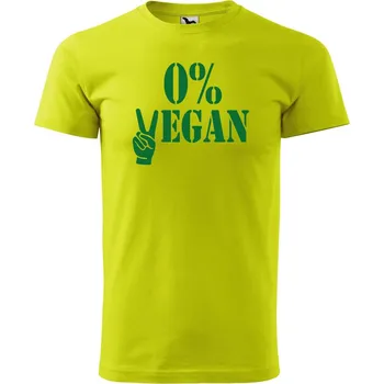 Pánská móda DOBRÝ TRIKO Pánské tričko s potiskem 0% VEGAN zelený potisk Velikost: 2XL, Barva: Limetková