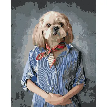 Hračka Diamondi Diamantové malování - PES V OBLEČENÍ Rozměr: 40x50 cm, Rámování: bez rámu a bez vypnutí plátna