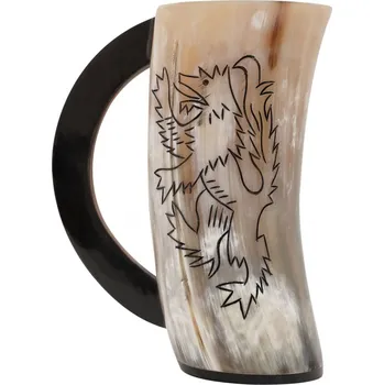 Sklenice Výprodej Rohovinový korbel s rytinou lva ve skoku, 200 ml - Outlet