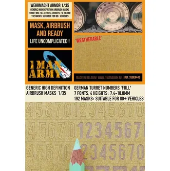 Plastikový model 1ManArmy 1/35 GERMAN Turret Numbers Full 1 Airbrush mask