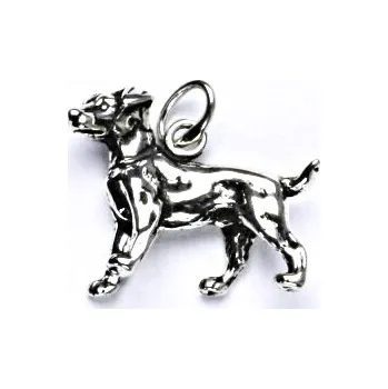 Přívěsek Stříbrný přívěsek pes dobrman - P306 (Stříbrný 3D pes dobrman)