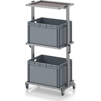 paleta Systémový přepravní vozík pro euro přepravku 80 x 60, výška 200 cm, bez výsuvu 103,4 x 65 x 201,1 cm - materiál: Aluminium / Stahl / Kunststoff / MPX - EG SW 200-1 8652