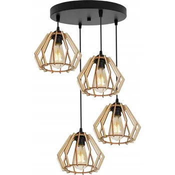 Závěsné svítidlo Timber, 4x dřevěné stínítko,