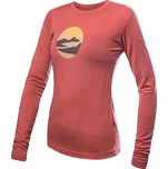 Dámské termotriko s dlouhým rukávem Sensor Merino Wool – potisk M terracotta/triglav
