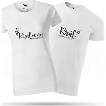 Gravírování Bílá trička pro páry - Král a Královna