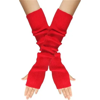 Rukavice Dlouhé rukavice bez prstů pletené 55cm Červené Cixi 22111708113399130s4