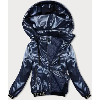 Tmavě modrá krátká bunda s ozdobnými stahovacími lemy (16M9087-215) odstíny modré XL (42)