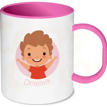 Gravírování Plastový hrnek s růžovým vnitřkem a uchem pro děti - kluci