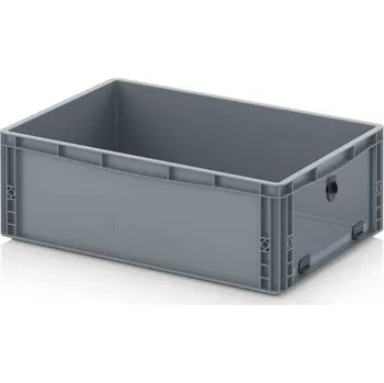 paleta Skladové otevřené přepravky V euroformátu s průhlednou deskou z akrylového skla 60 x 40 x 22 cm - Stříbrošedá - materiál: PP - EG SKS 64/22 HG