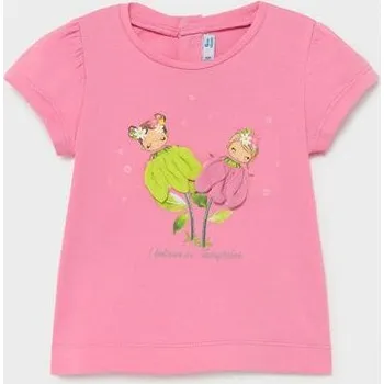 růžové letní tričko květinové panenky Mayoral 1079-60 velikost 74