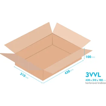 Obalový materiál Kartonové krabice 3VVL - 430x310x100mm - vnitřní 425x305x90mm