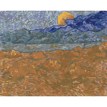Hračka Diamondi Diamantové malování - KRAJINA S PŠENIČNÝMI SNOPY A VYCHÁZEJÍCÍM MĚSÍCEM (VINCENT VAN GOGH) Rozměr: 40x50 cm, Rámování: bez rámu a bez vypnutí plátna