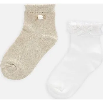 bílé ponožky s krajkou a béžovozlaté s kytičkou Mayoral 10787-37 velikost 21-23