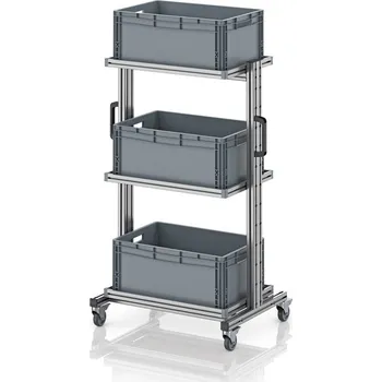 paleta Systémový přepravní vozík pro euro přepravku 60 x 40, výška 134 cm, bez výsuvu 83,4 x 55 x 134,6 cm - materiál: Aluminium / Stahl / Kunststoff / MPX - EG SW 134-1 6427