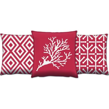 Podsedák Sada vzorovaných polštářů VAPO 3 ks 43x43 cm červené/bílé