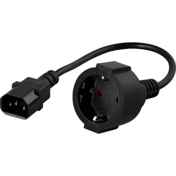 Napájecí kabel IEC 320 C14(M) -> SCHUKO(F) ADAPTÉR NA 20CM KABELU PRO UPS BLACK PowerWalker
