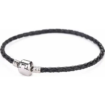 Dětské navlékací korálky Náramek na korálky TOPBEADS kožený 16-23 cm - černý