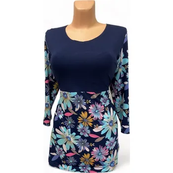 Dámská tunika Kombinovaná halenka HAKIO, Barva Modrá, Velikost XL 44, Materiál 96% Viskoza 4% Lycra