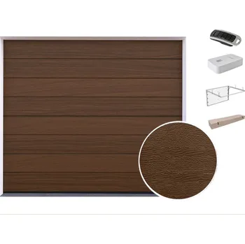 Garážová vrata DoorHan Garážová vrata s pohonem | Woodgrain Tmavý dub, středová drážka Šířka stavebního otvoru (mm): 2375, Výška stavebního otvoru (mm): 2030