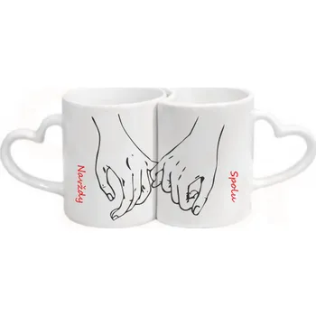 Gravírování Sada 2 hrnků s vlastním potiskem s uchem ve tvaru srdce