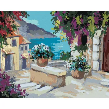 Diamondi Diamantové malování - PO SCHODECH K MOŘI Rozměr: 40x50 cm, Rámování: vypnuté plátno na rám