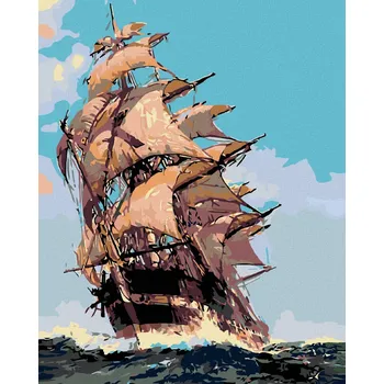 Diamondi Diamantové malování - PLACHETNICE VE VĚTRU Rozměr: 40x50 cm, Rámování: bez rámu a bez vypnutí plátna