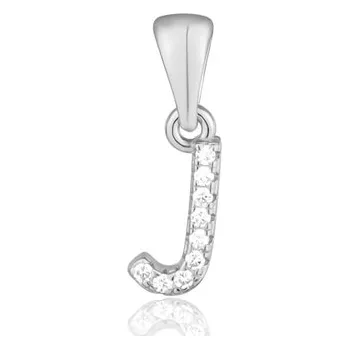 Přívěsek Stříbrný přívěšek písmeno J se zirkony STRZ1003JF