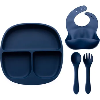 dětská jídelní sada Take it shop Dětská silikonová barevná sada s talířem Barva: Tmavě modrá