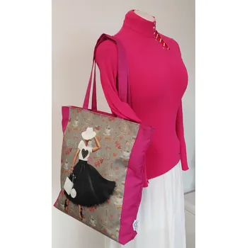 Taška přes rameno DÁMA S KLOBOUKEM- pozadí Paříž