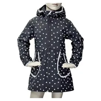 Dívčí bunda černý softshellový kabát s reflexními srdíčky 0104 velikost 116 a 122 velikost 116