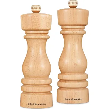 Mlýnek na koření Cole&Mason Sada mlýnků na sůl a pepř London přírodní buk 18 cm