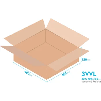 Obalový materiál Kartonové krabice 3VVL - 400x400x150mm - vnitřní 395x395x140mm
