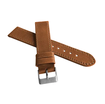 Řemínek na hodinky Hnědý prošitý řemínek LAVVU SPORT z luxusní kůže Top Grain - 24mm LSAUE24 (řemínek, pásek na hodinky)