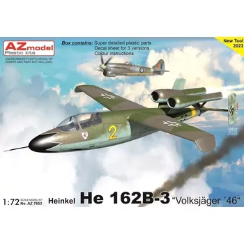 Plastikový model AZ model 1/72 Heinkel He 162B-3 (3x camo)