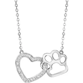 Náhrdelník Stříbrný náhrdelník srdce a tlapička