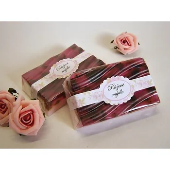 Mýdlo Glycerinové přírodní mýdlo Růžový řez s plátky růží 90g (Originální dárkové mýdlo Glycerinový řez s růžovými plátky. Ručně vyráběné přírodní mýdlo s vůní. Regionální výrobek - vyrobeno v České republice.)