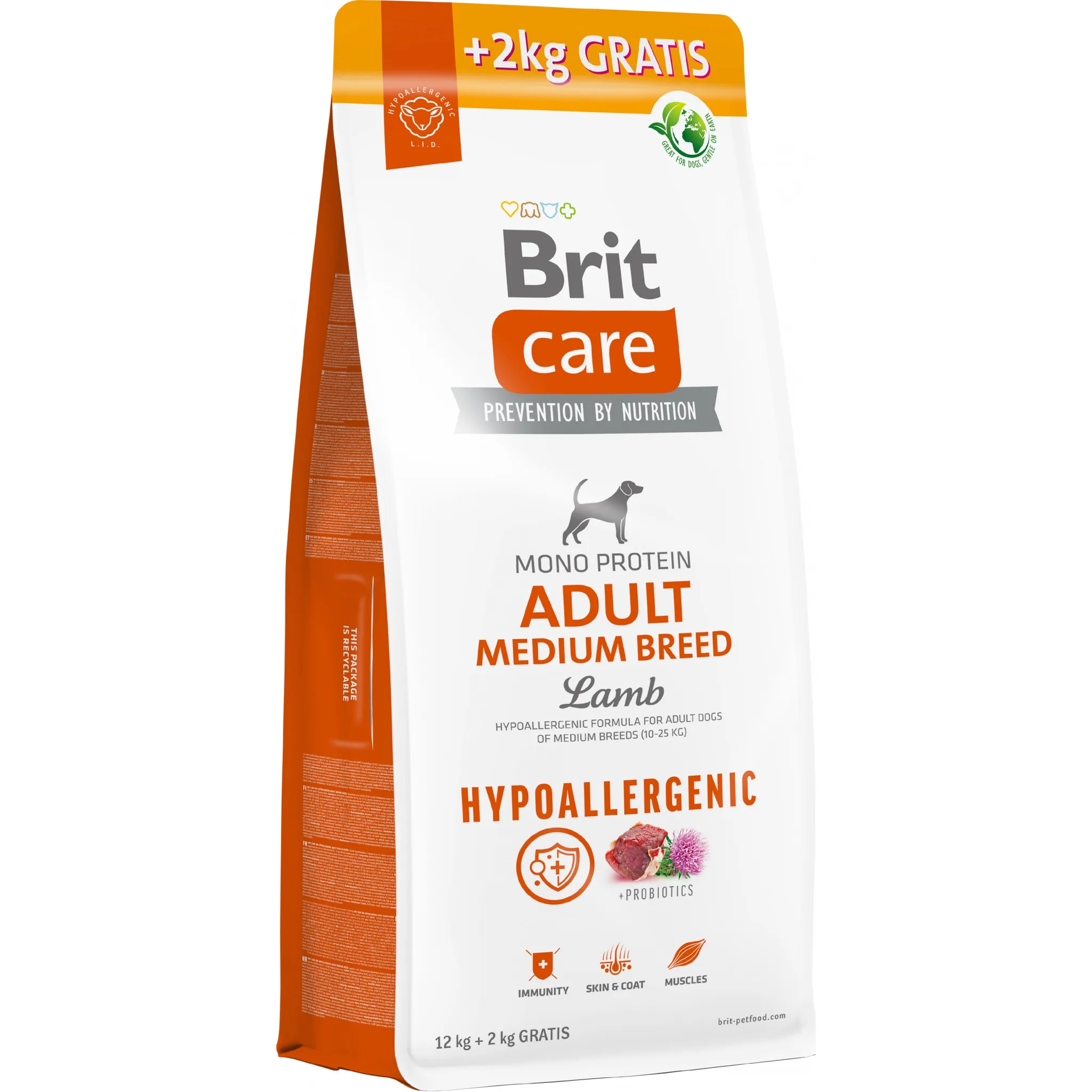 Fotografie 1 - Krmivo pro psa Brit Care Dog Hypoallergenic Adult Medium Breed Lamb 14 kg