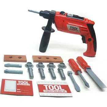 Dětská dílna Rappa 216730 Sada nářadí s funkční vrtačkou na baterie červená