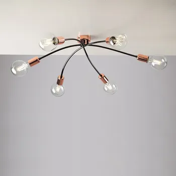 Light for home - Kovový lustr BL222-PL6-NR Bpm, 6 X 60 Watt Max, černý chrom, měď, 6 X 60 W, E27, Černý chrom, měď