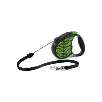 Vodítko pro psa Vodítko FLEXI Safari tygr M lanko 5m/20kg zelená