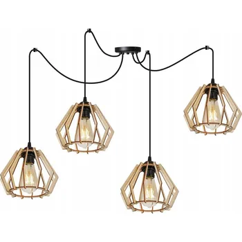 Light for home - Originální dřevěná lampa Spider ve stylu Boho SPIDER TIMBER 2360/4, 4x60W, E27, Černá