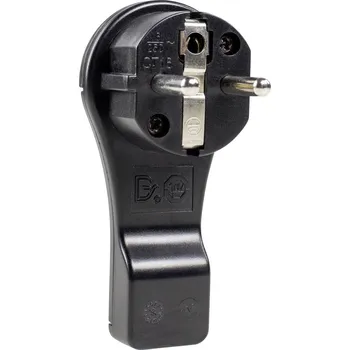 Stavebniny AS Schwabe 45039 plochá zástrčka SchuKo plast S pomůckou po vytažení 230 V černá IP20